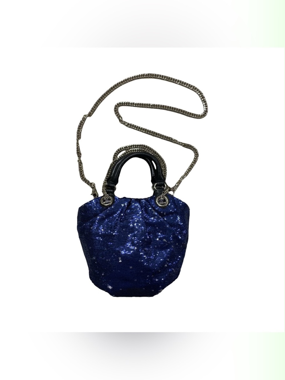 orYANY Italian Navy Blue Sequin Mini Bag with Chain Strap